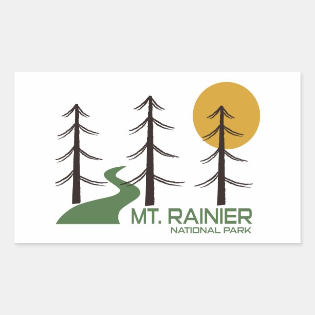 Mt. Rainier National Park Trail Rectangular Sticker (Front)