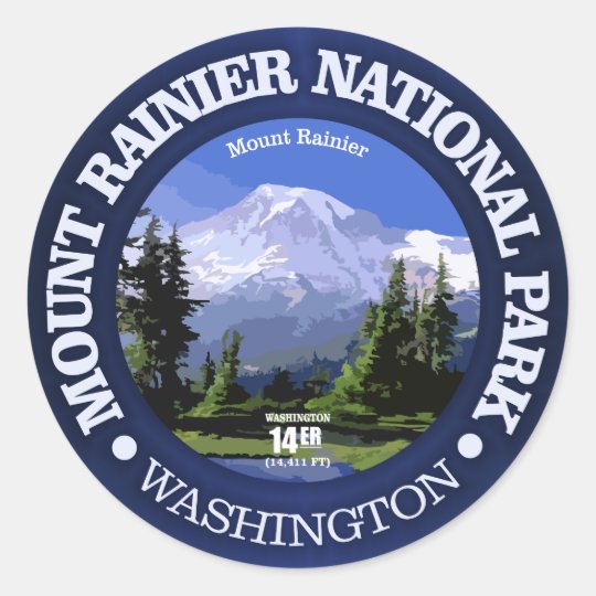 Mt Rainier NP Classic Round Sticker