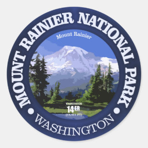 Mt Rainier NP Classic Round Sticker