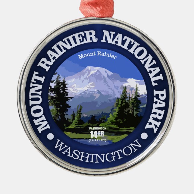 Mt Rainier NP Metal Tree Decoration (Front)