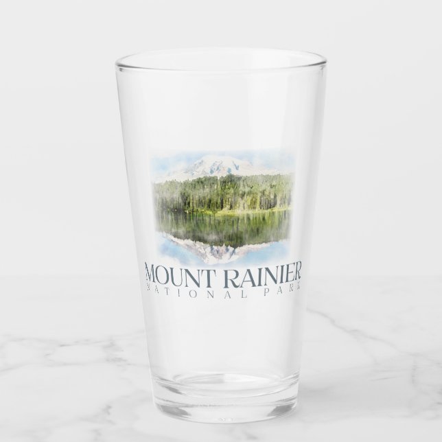 Mt. Rainier Pint Glass, National Park Tumbler (Front)