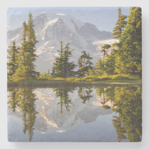 Mt. Rainier reflected in a tarn near Plummer Peak Stone Coaster