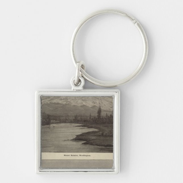 Mt Rainier Steilacoom Beach Key Ring (Front)