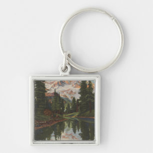 Mt. Rainier, WA - Mirror Lake with Mt. Reflectio Key Ring