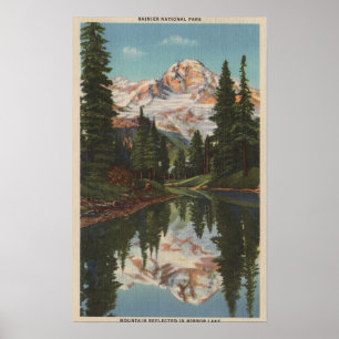 Mt. Rainier, WA - Mirror Lake with Mt. Reflectio Poster