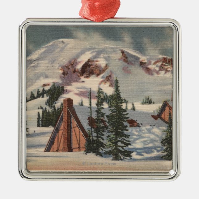 Mt. Rainier, WA - Paradise Inn at foot Metal Ornament (Front)