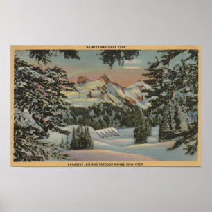 Mt. Rainier, WA - Paradise Inn & Tatoosh Range Poster