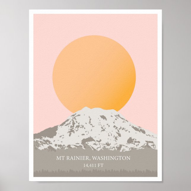 Mt Rainier Washington Minimal Print (Front)