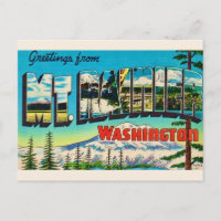 Mt Rainier Washington Retro Postcard
