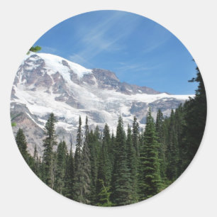 Mt Ranier Washington State by Julie L. Cleveland Classic Round Sticker