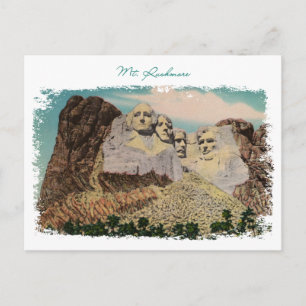 Mt. Rushmore Painted Vintage Postcard