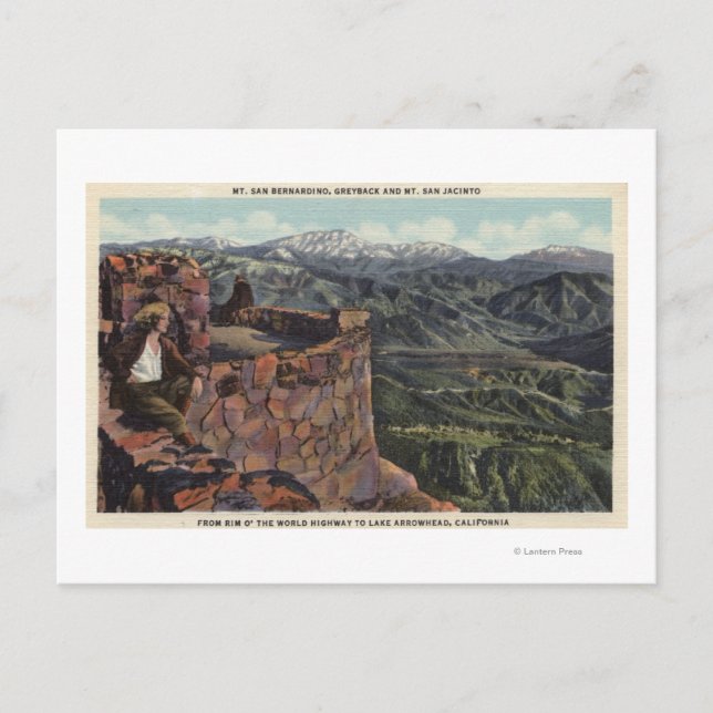 Mt. San Bernardino, Rim O' The World Hwy Postcard (Front)