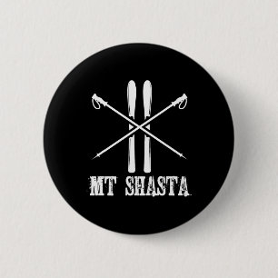 Mt Shasta California Ski Skier Skiing Nordic Alpin 6 Cm Round Badge