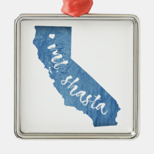 Mt. Shasta California Wood Grain Metal Ornament