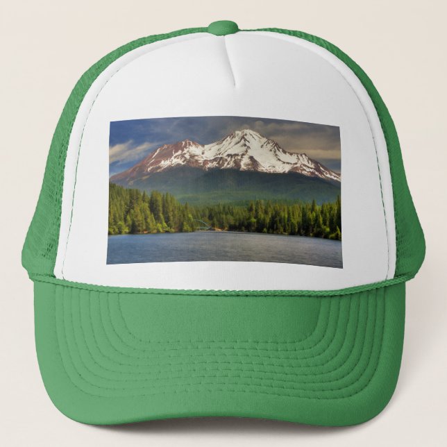 MT SHASTA FROM LAKE SISKIYOU TRUCKER HAT (Front)