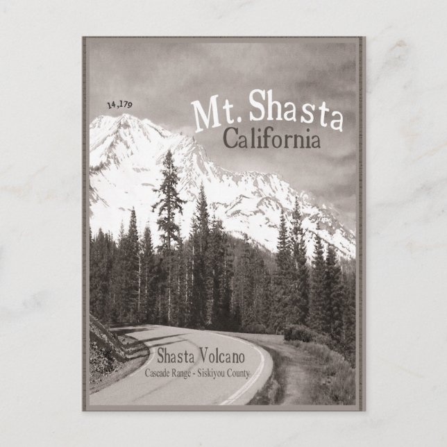 Mt Shasta Volcano Siskiyou Cascade mountain range. Postcard (Front)
