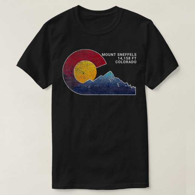 Mt Sneffels Colorado Flag Inspired  T-Shirt (Design Front)