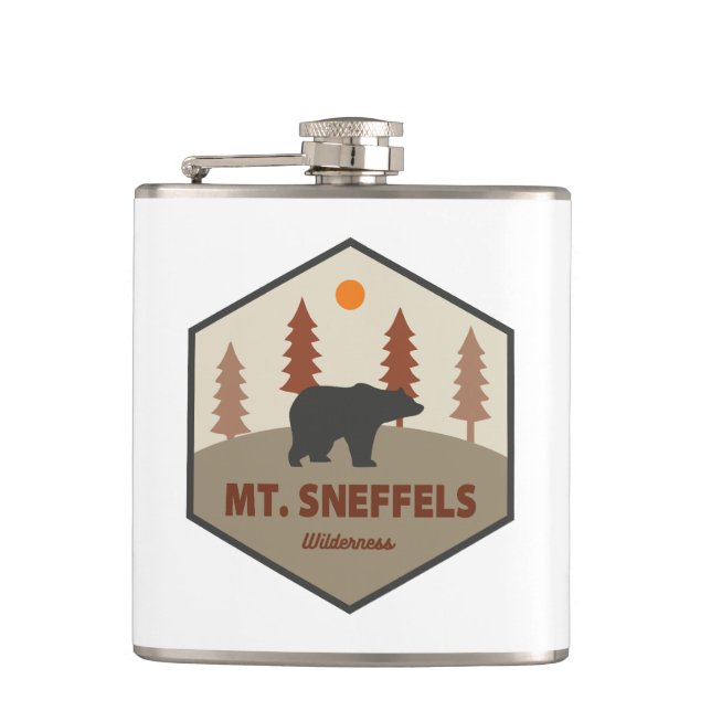 Mt. Sneffels Wilderness Colorado Bear Hip Flask (Front)