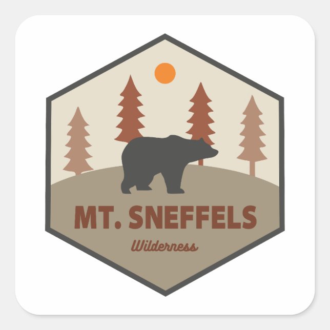 Mt. Sneffels Wilderness Colorado Bear Square Sticker (Front)