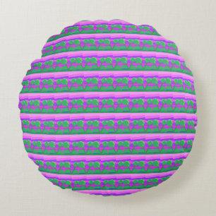 Mt. Sunset Pink Green Purple Round Cushion