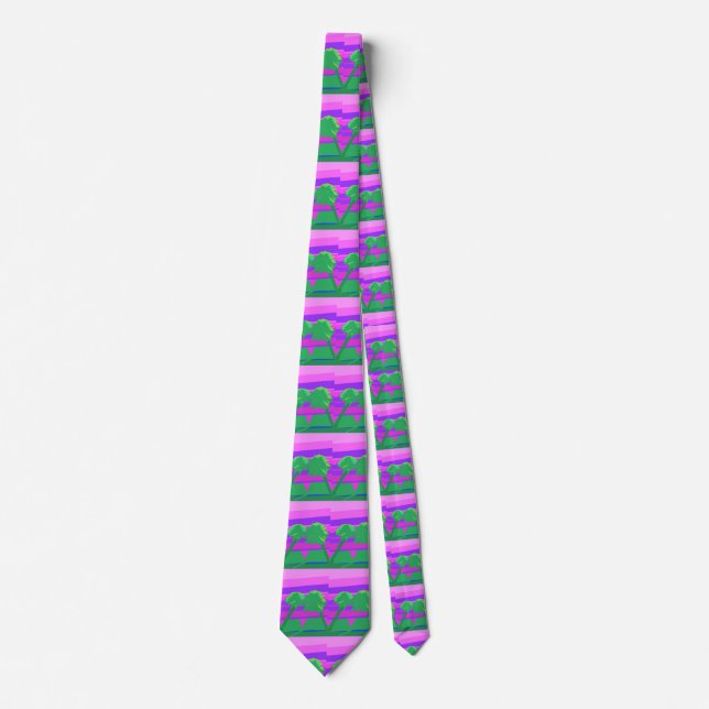 Mt. Sunset Pink Green Purple  Tie (Front)