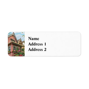 Mt. Tabor NJ – Street With Pink House Return Address Label