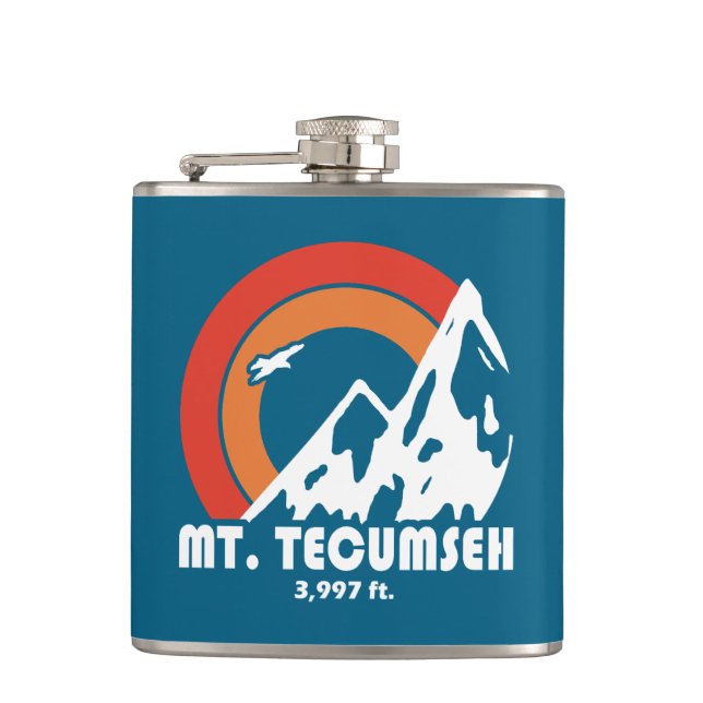 Mt. Tecumseh New Hampshire Sun Eagle Hip Flask (Front)