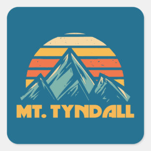Mt. Tyndall California Retro Turquoise Square Sticker