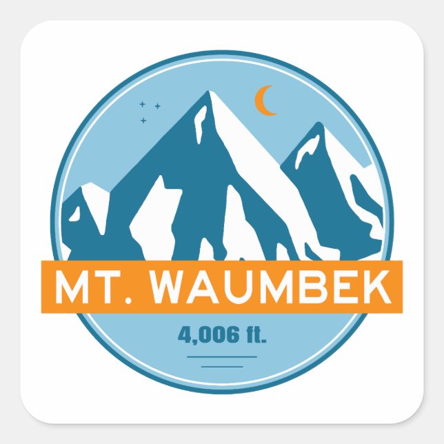 Mt. Waumbek New Hampshire Stars Moon Square Sticker (Front)