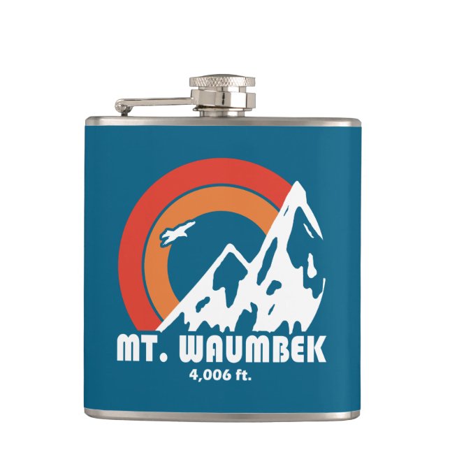 Mt. Waumbek New Hampshire Sun Eagle Hip Flask (Front)