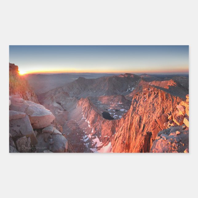 Mt Whitney and Pinnacles Sunrise - John Muir Trail Rectangular Sticker (Front)