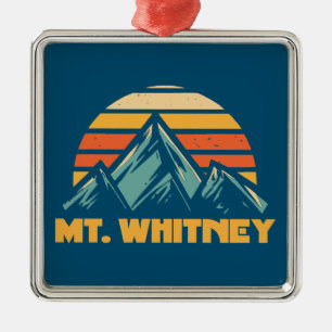 Mt. Whitney California Retro Turquoise Metal Ornament