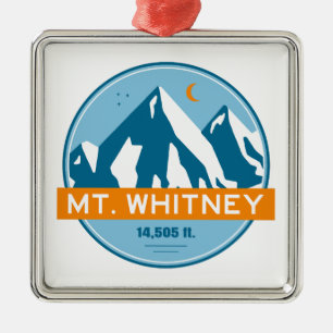Mt. Whitney California Stars Moon Metal Ornament