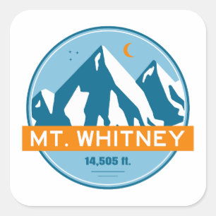 Mt. Whitney California Stars Moon Square Sticker