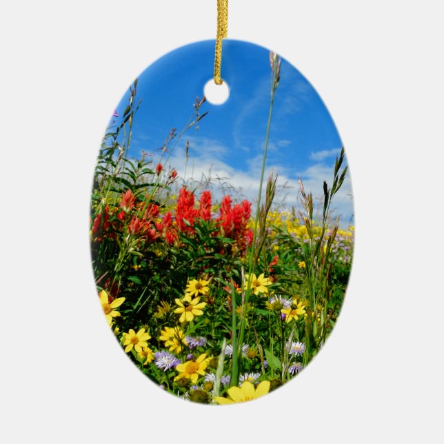 Mt. Wildflowers Ceramic Ornament (Front)