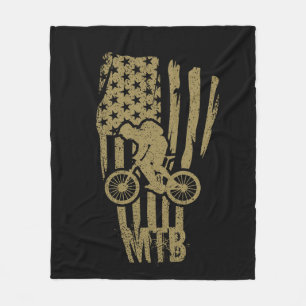 Mtb American Flag Mountain Bike Fleece Blanket