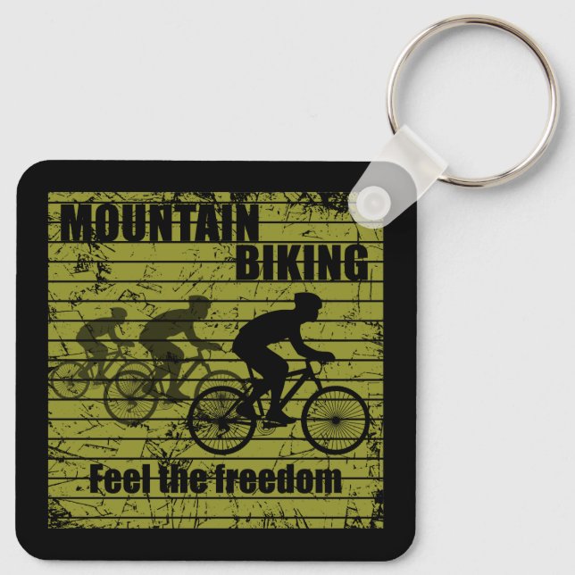 MTB Downhill Bicycle Rider - Mountain Biking Key Ring (Back)