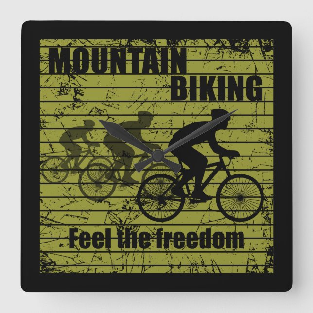 MTB Downhill Bicycle Rider - Mountain Biking Square Wall Clock (Front)
