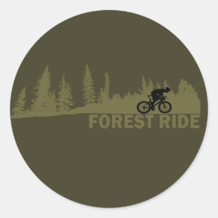 MTB Downhill Forest Ride Mountain Biking Classic Round Sticker