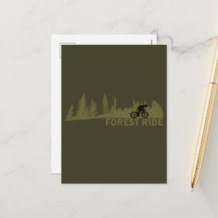 MTB Downhill Forest Ride Mountain Biking Holiday Postcard