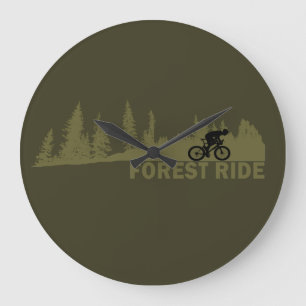 MTB Downhill Forest Ride Mountain Biking Large Clock