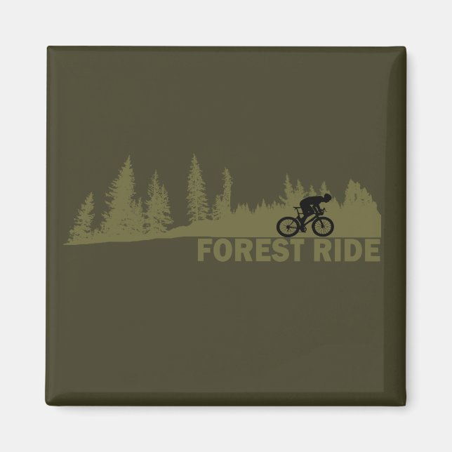 MTB Downhill Forest Ride Mountain Biking Magnet (Front)