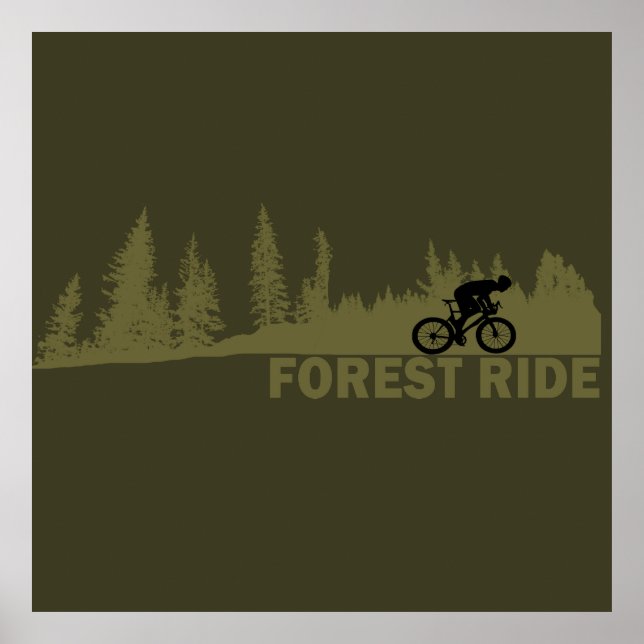 MTB Downhill Forest Ride Mountain Biking Poster (Front)