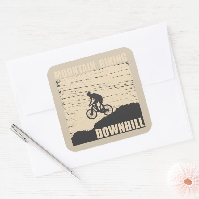 MTB Downhill Mountain Bike Square Sticker (Envelope)
