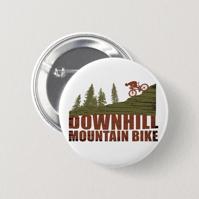 MTB Downhill Mountain Biking 6 Cm Round Badge (Front & Back)