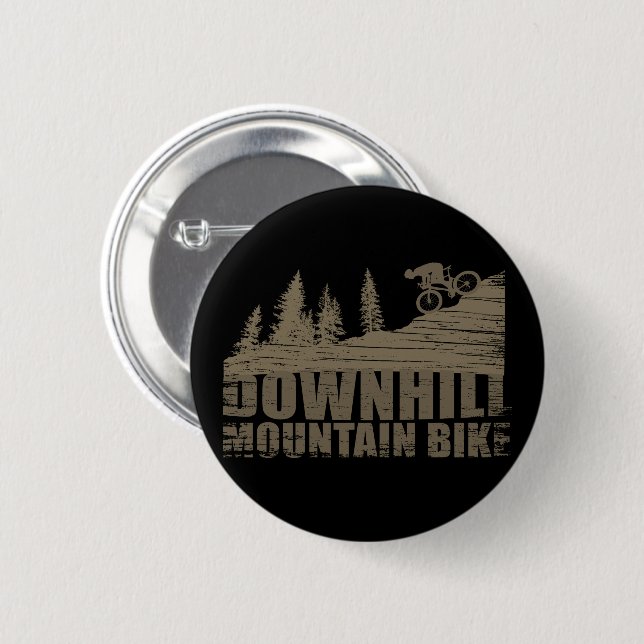 MTB Downhill Mountain Biking 6 Cm Round Badge (Front & Back)