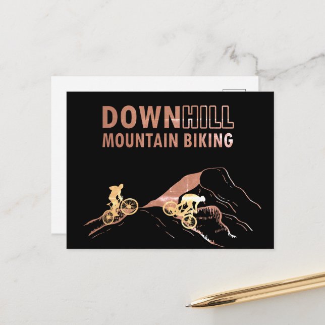 MTB Downhill Mountain Biking Holiday Postcard (Front/Back In Situ)