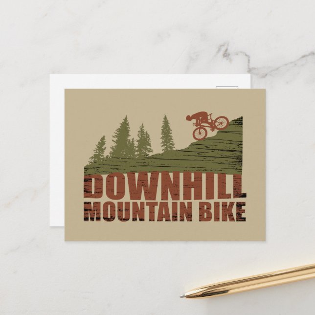 MTB Downhill Mountain Biking Holiday Postcard (Front/Back In Situ)