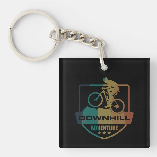 Mtb Downhill Mountain Biking Key Ring (Front)