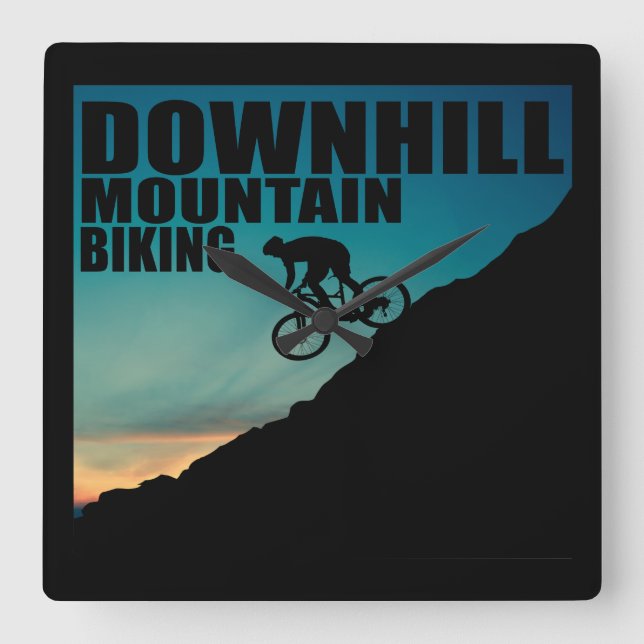 MTB Downhill Mountain Biking Square Wall Clock (Front)